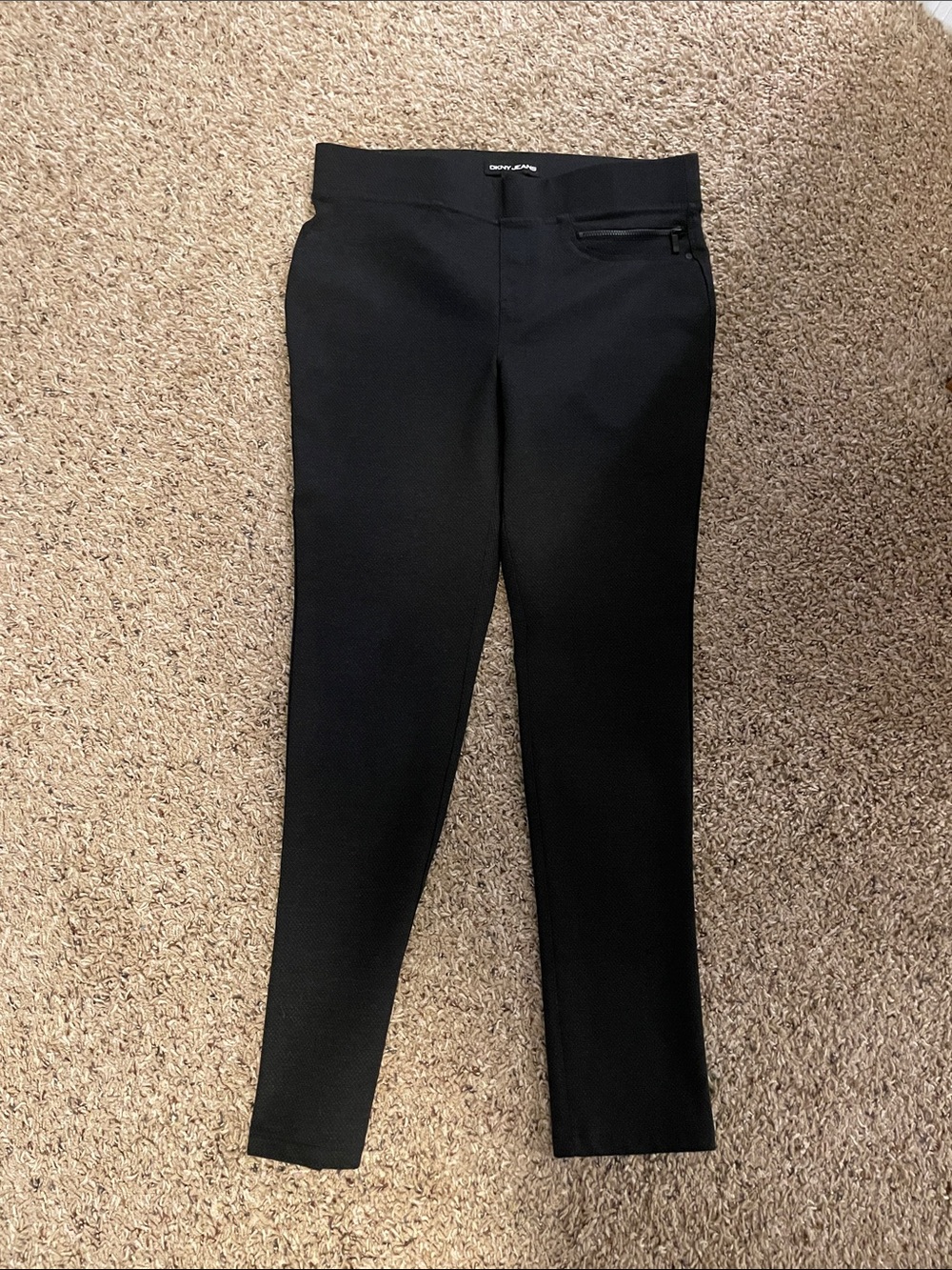 DKNY Black Slim Ponte Knit Ankle Pants